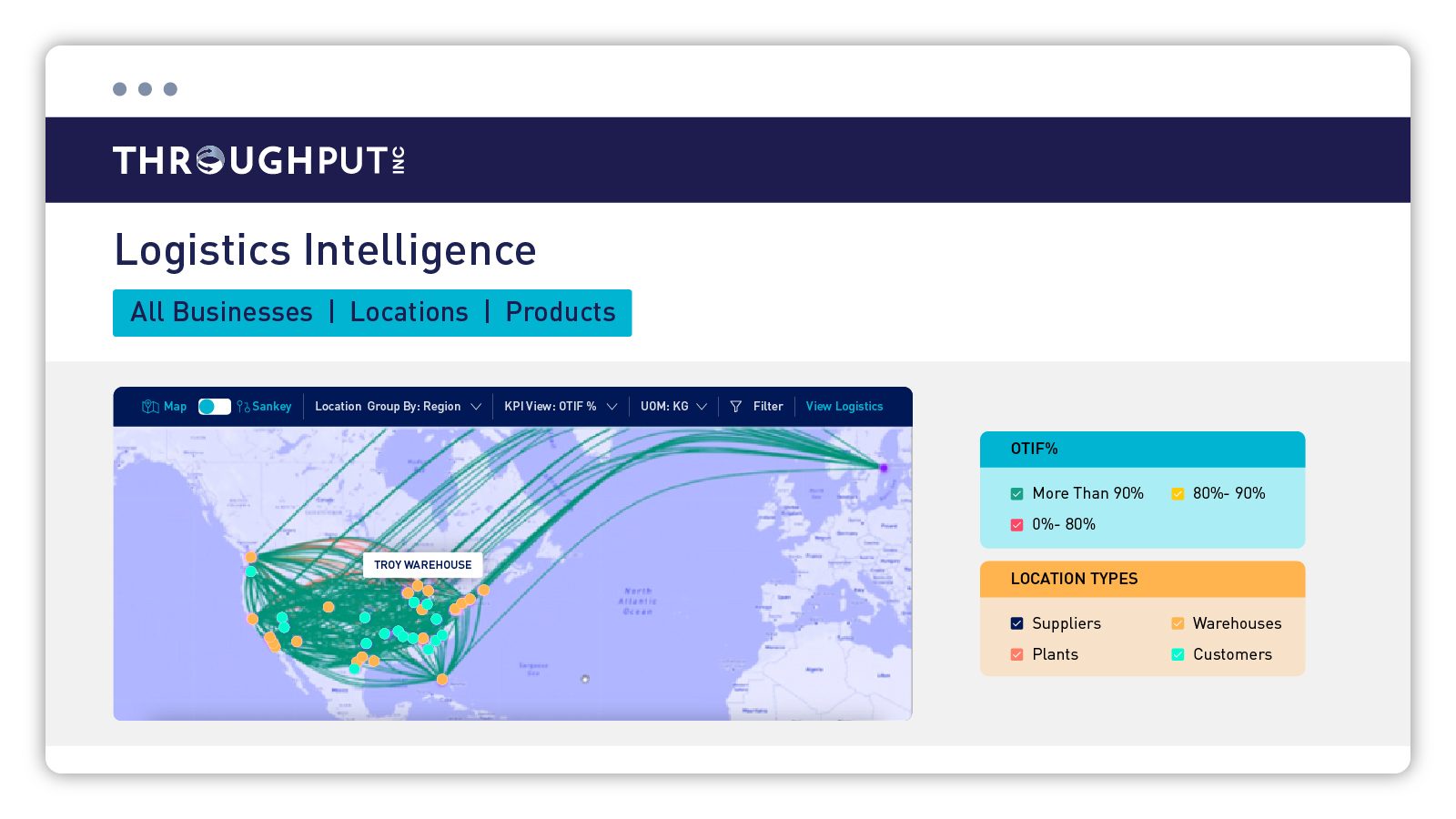 ThroughPut's Logistics Management solution visualization