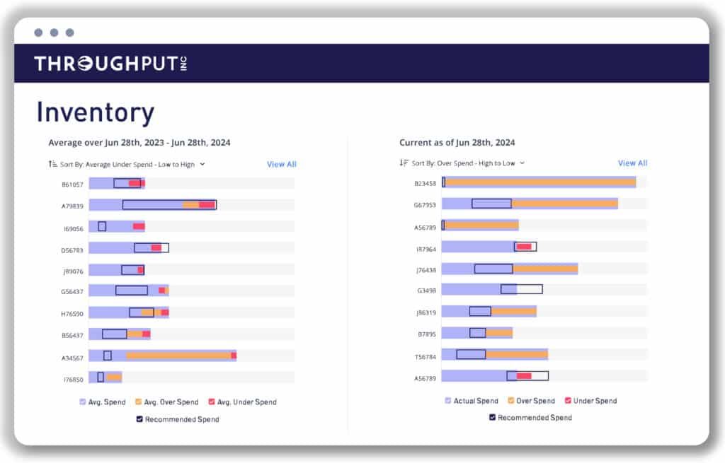 Inventory Spend ThroughPut AI view